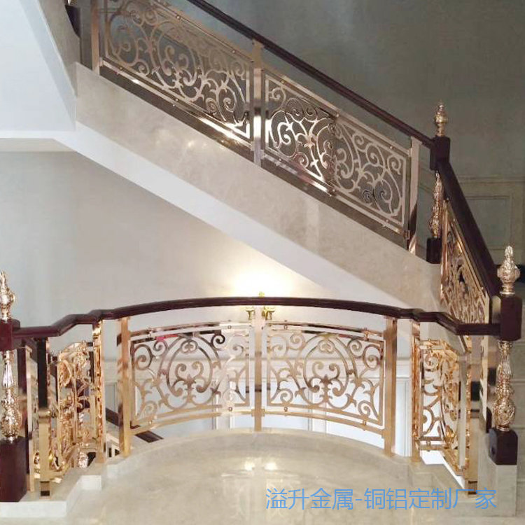 韩城弧形铜艺楼梯护栏不错的装饰材料