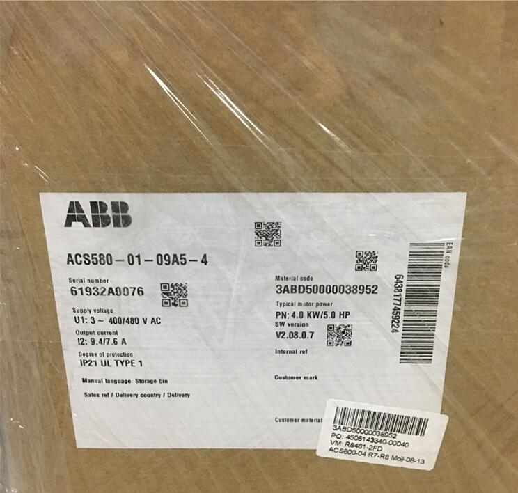 ABB变频器ACS580系列ACS580-01-09A5-4 轻载4KW重载3KW三相，低压传动