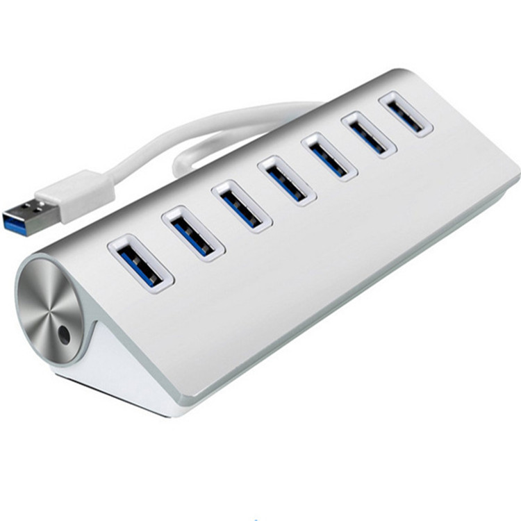 跨境热销铝合金USBHUB3.0斜面7口HUB集线器电脑USB多接口分线器
