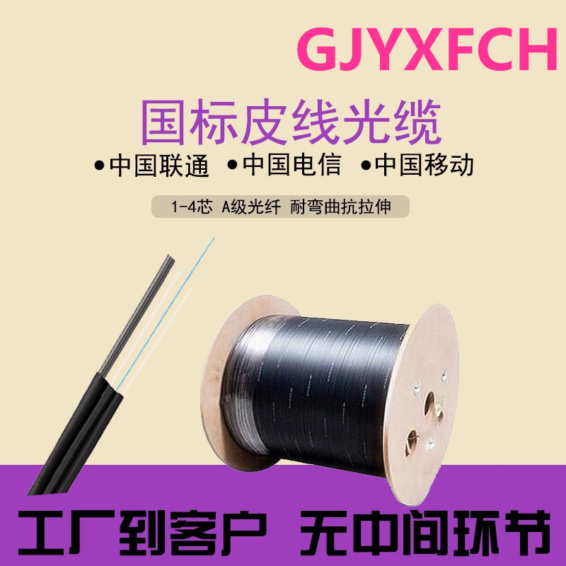 二芯皮线光缆 室内1芯非金属蝶形引入光缆GJXFH-1B6