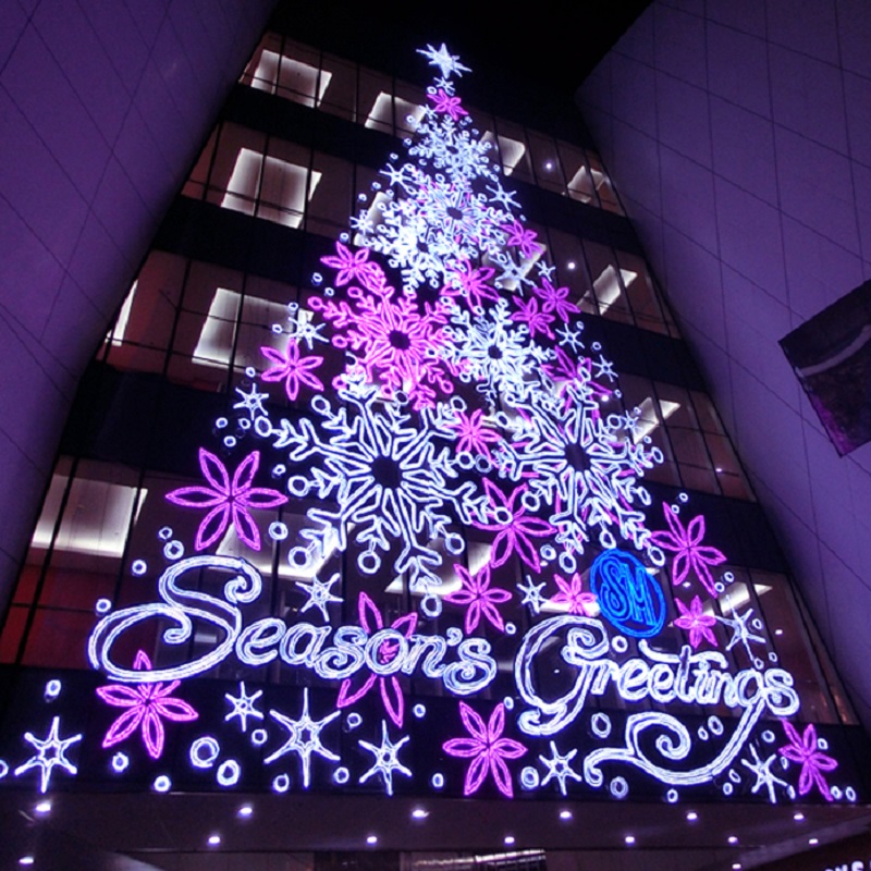 春节商场幕墙圣诞灯装饰造型设计 LED圣诞装饰灯节日灯光场景