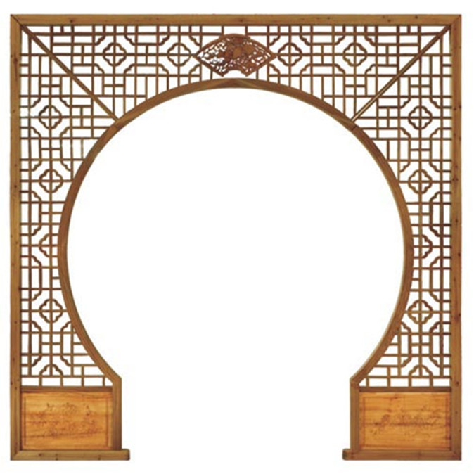 中式木雕实木花格仿古门窗镂空月亮门月洞门落地罩背景墙隔断屏风