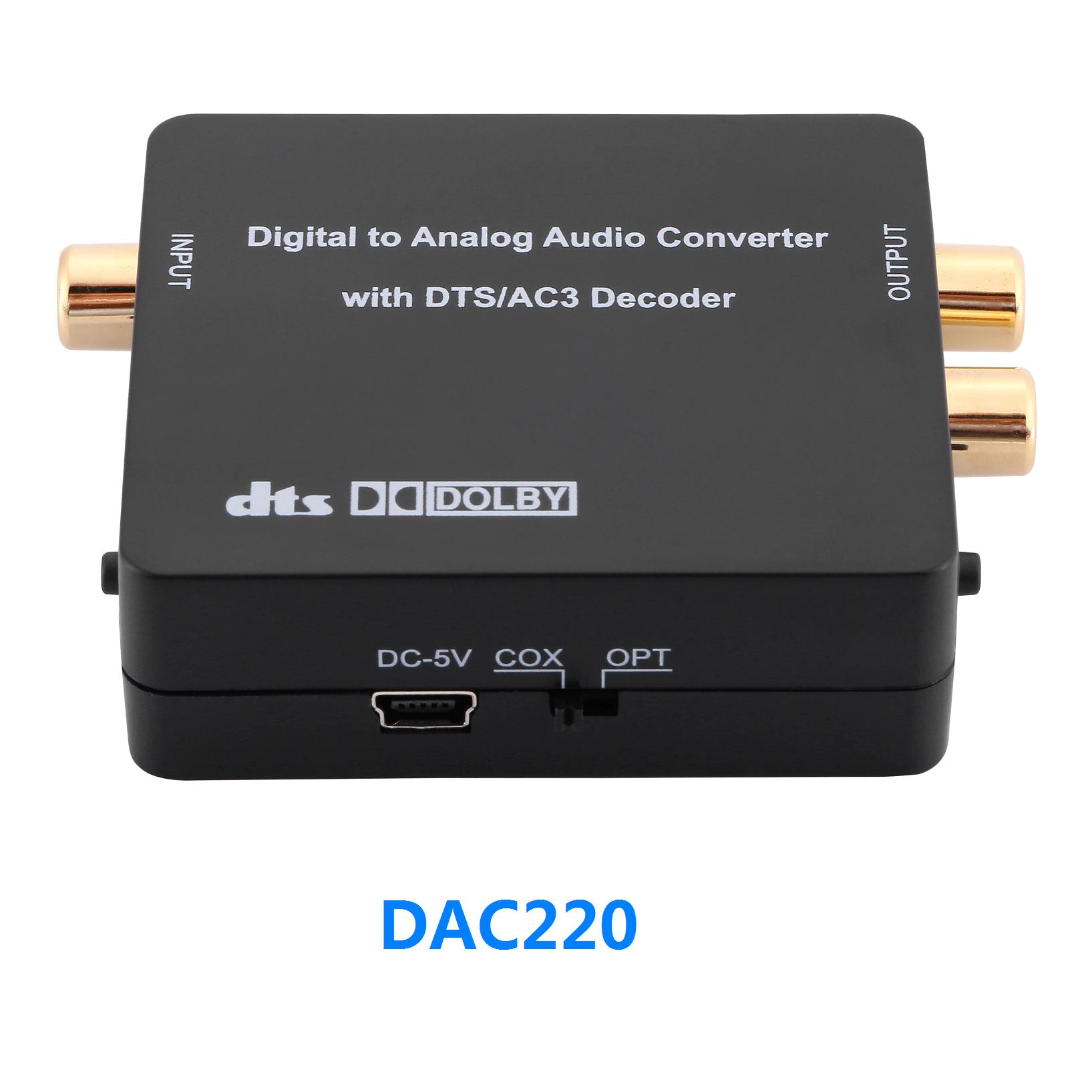 DAC220: DTS杜比数转模数字转模拟5.1解码2.0同轴光纤音频转换音量调节