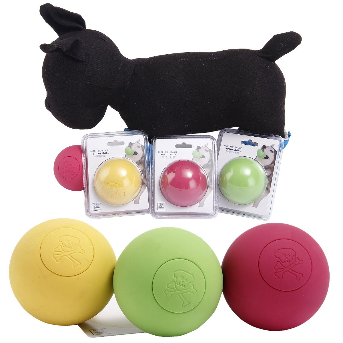 橡胶宠物实心弹力球狗玩具 耐咬训狗球 狗玩具磨牙玩具球一件代发
