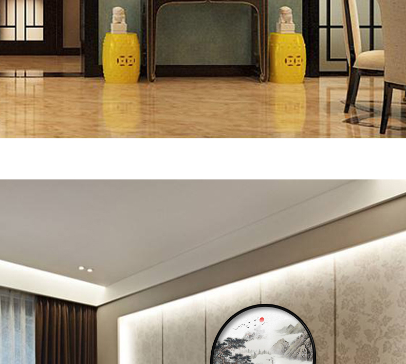 新中式玄关圆形装饰画空间