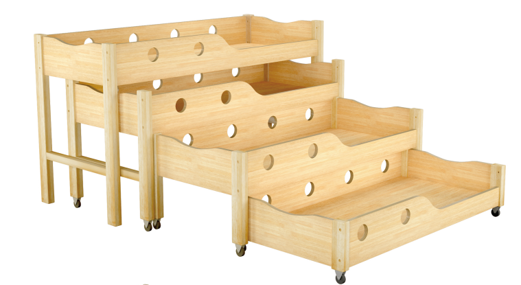 幼儿园实木抽拉床,成都儿童四层抽拉床,四川幼儿园实木家具