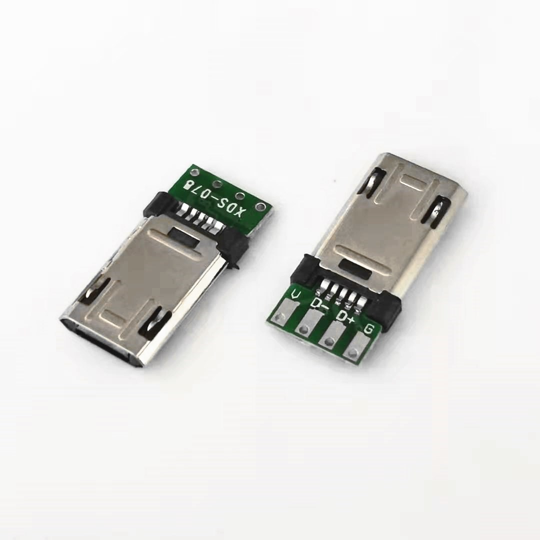 MICRO USB双面插公头 带数据板 四个焊盘 镀镍 不包胶 正反插