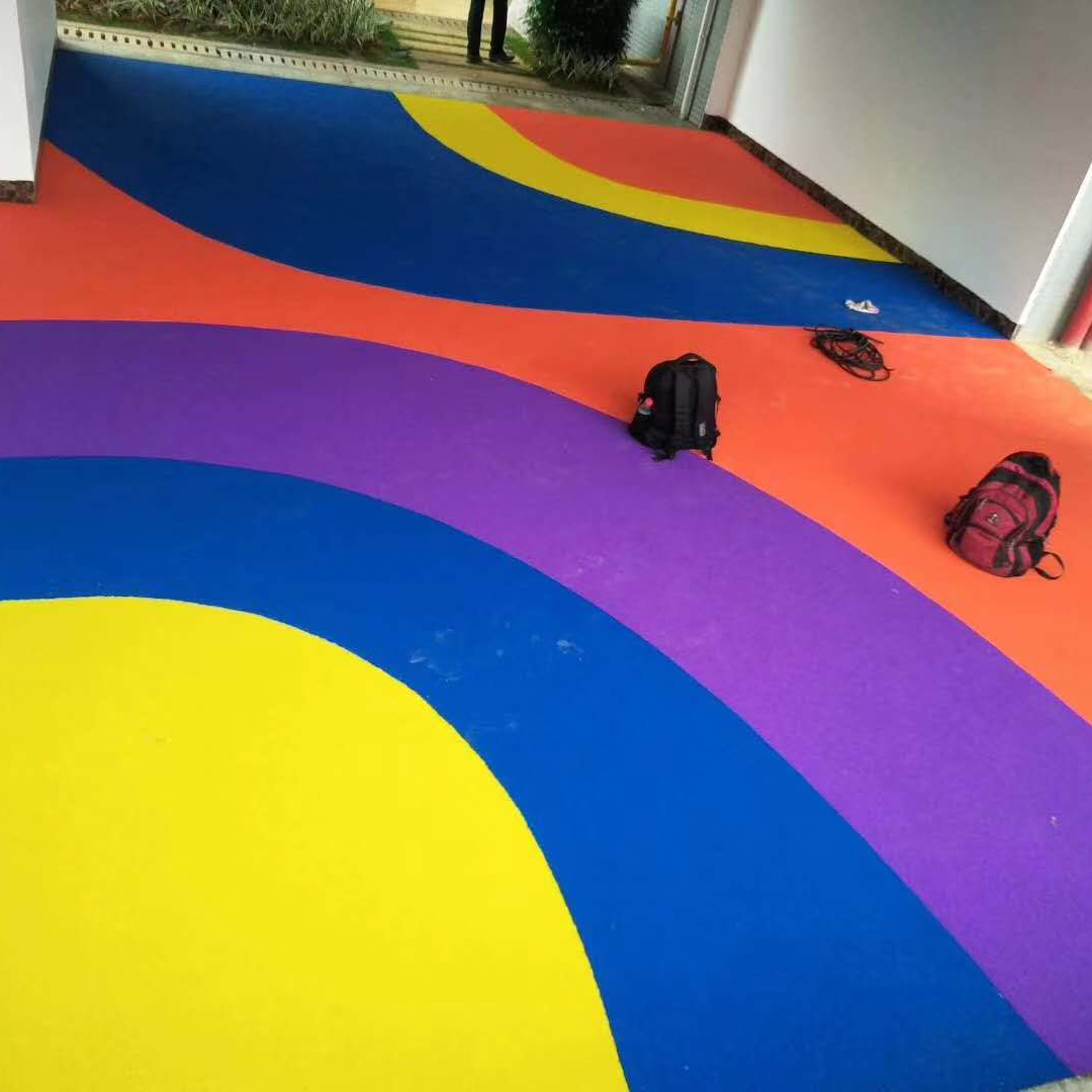 东莞社区彩色橡胶地垫 小区滑滑梯安全地垫 公园现浇颗粒地垫