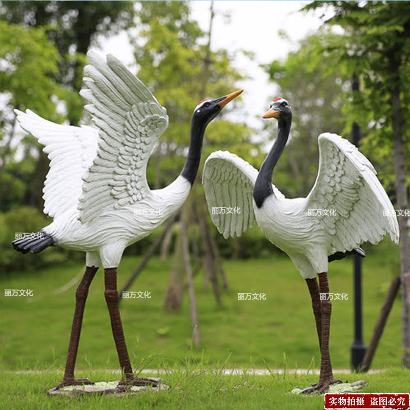丽万品牌定制玻璃钢仙鹤雕塑动物雕塑景观雕塑