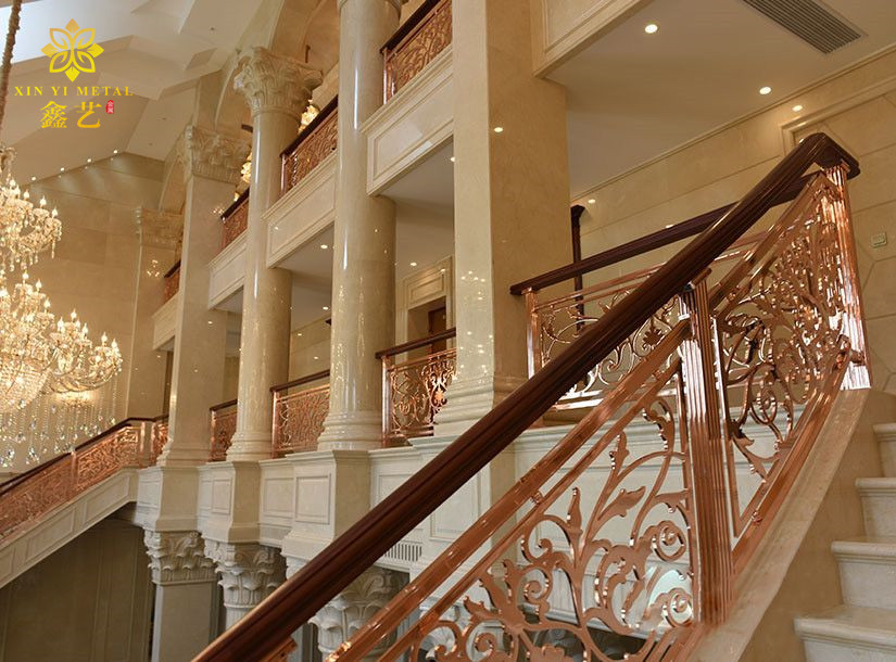 山東羅馬風格銅樓梯扶手設計 銅雕花護欄 制作精良