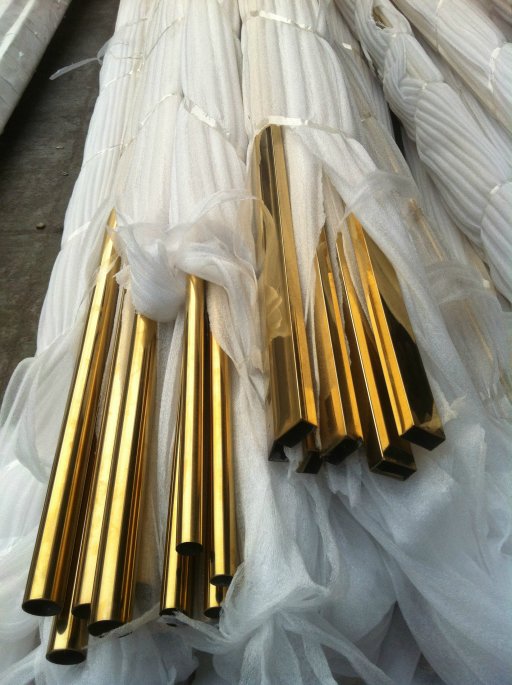 不锈钢钛金管真空镀色厂家定制钛金色展护栏扶手展示架