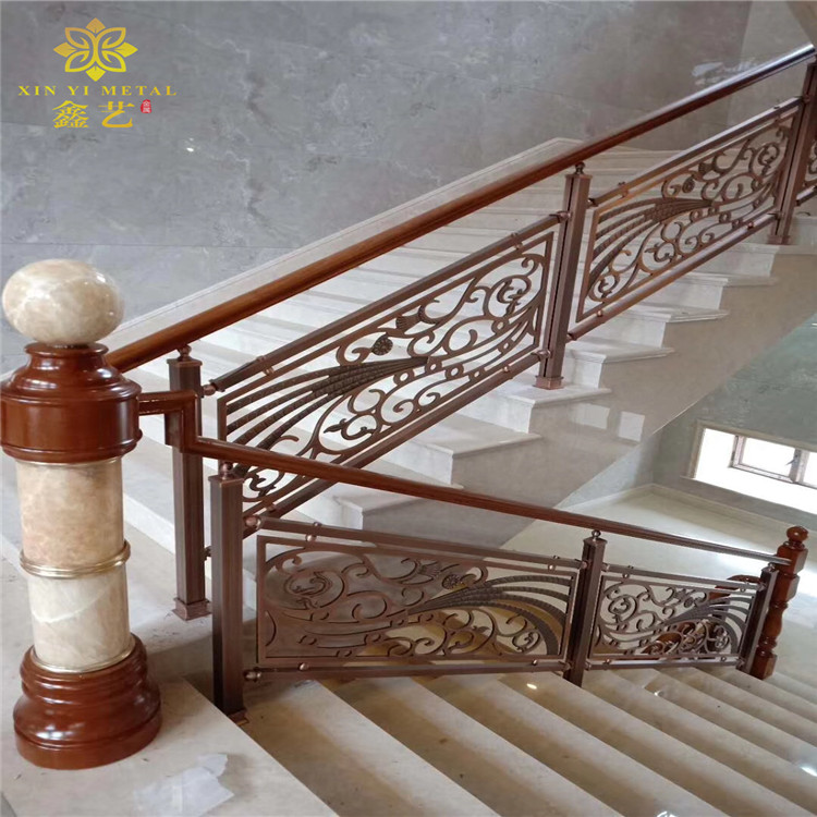 山東羅馬風格銅扶手上門安裝 銅樓梯 設計合理