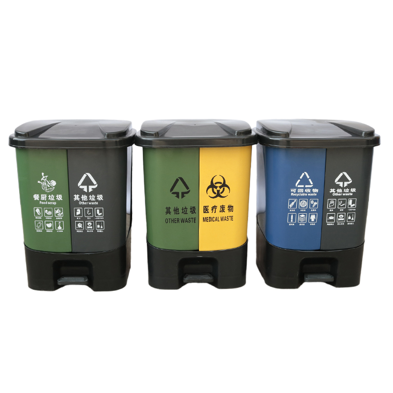 珠海40塑料垃圾桶批发厂 户外分类垃圾桶