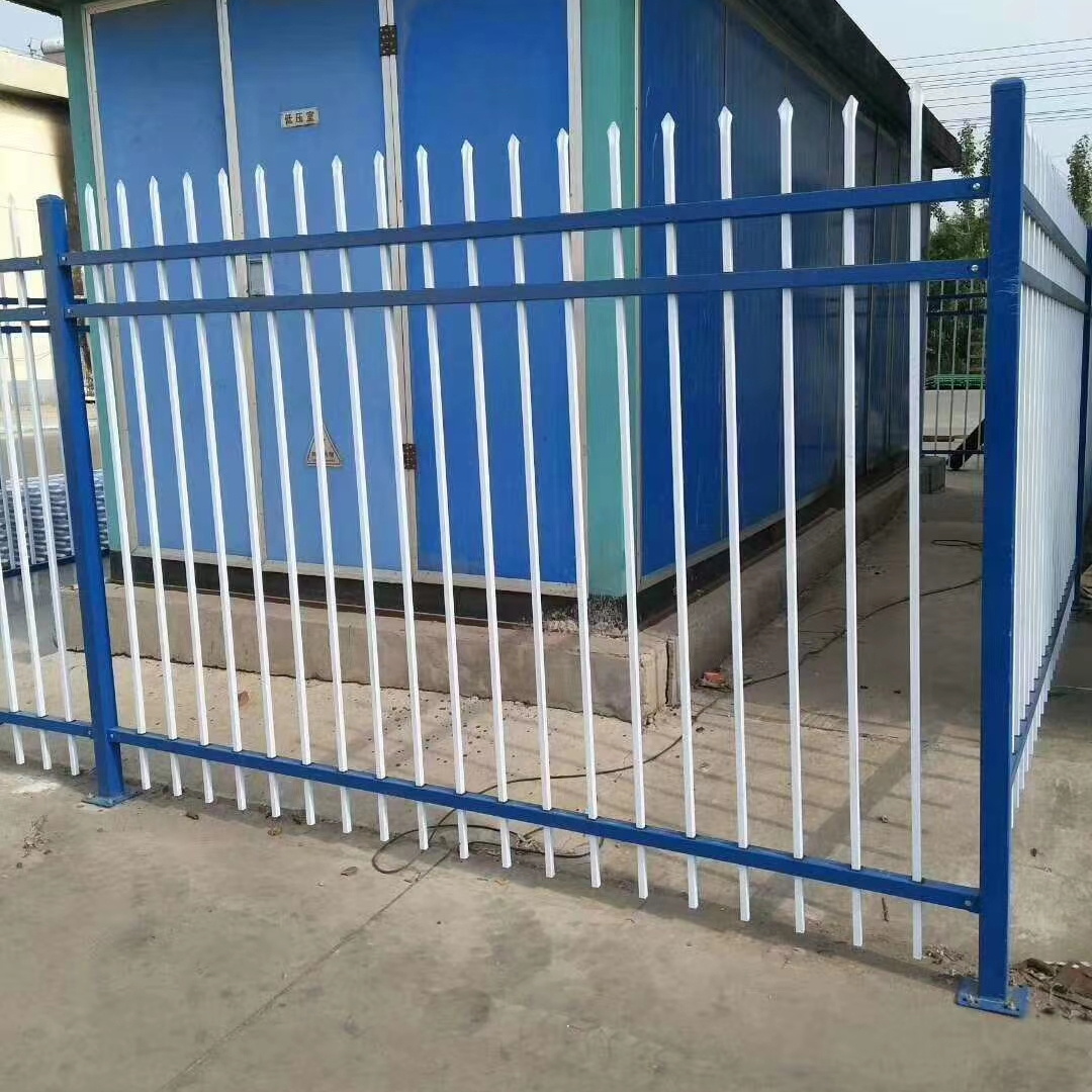 锌钢护栏蓝白工厂围墙别墅庭院围栏