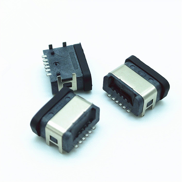 TYPE-C6P防水母座 插板 type c连接器带防水圈插头连接器