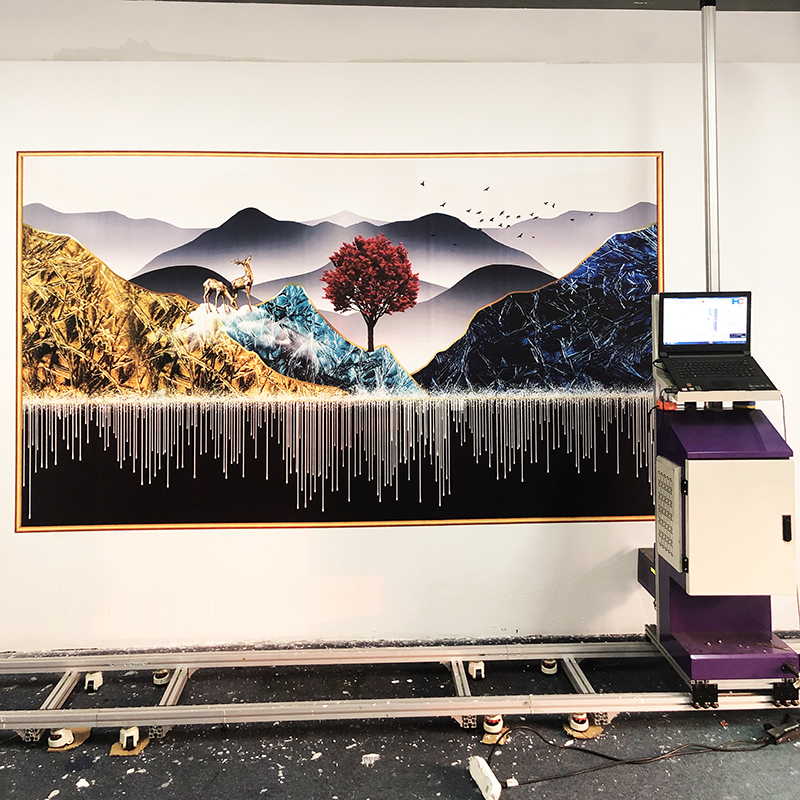 弘彩数码uv打印机HC-T5墙体彩绘机三喷头大型壁画机
