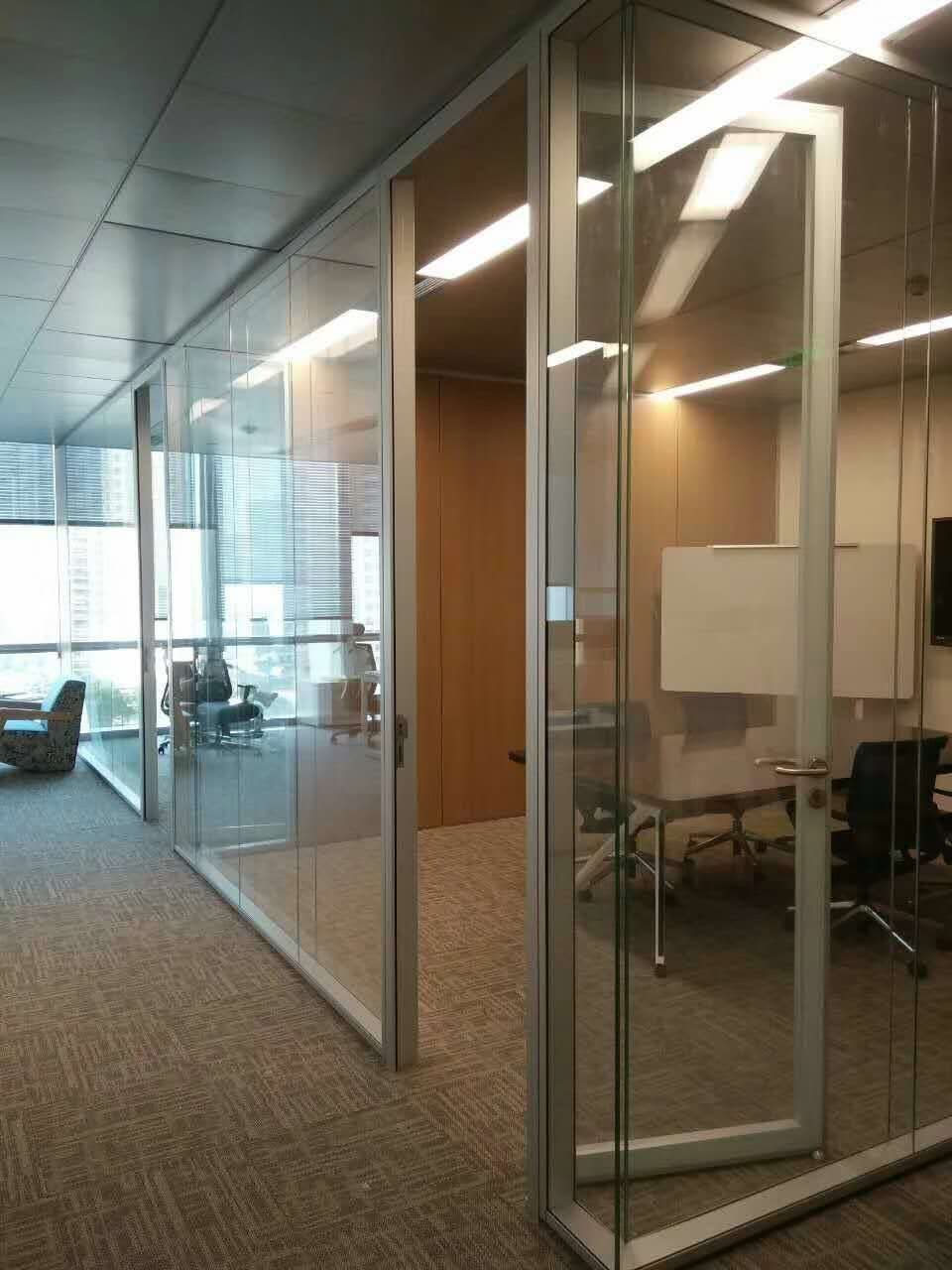 内钢外铝玻璃隔断 徐州会议室隔断施工