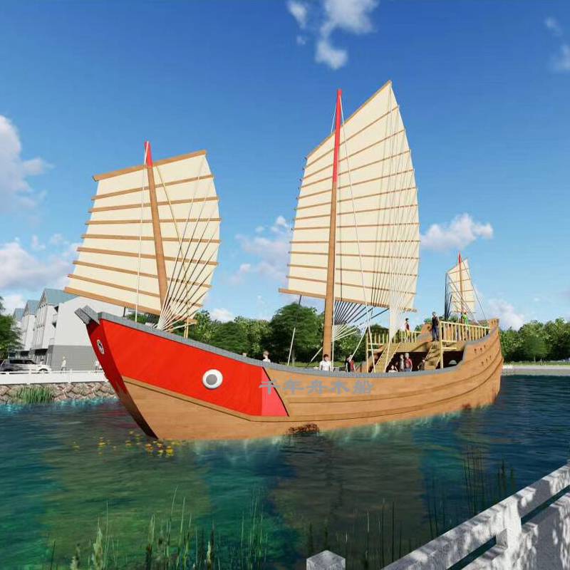 博物馆室内景观装饰郑和宝船古战船帆船模型厂家定制