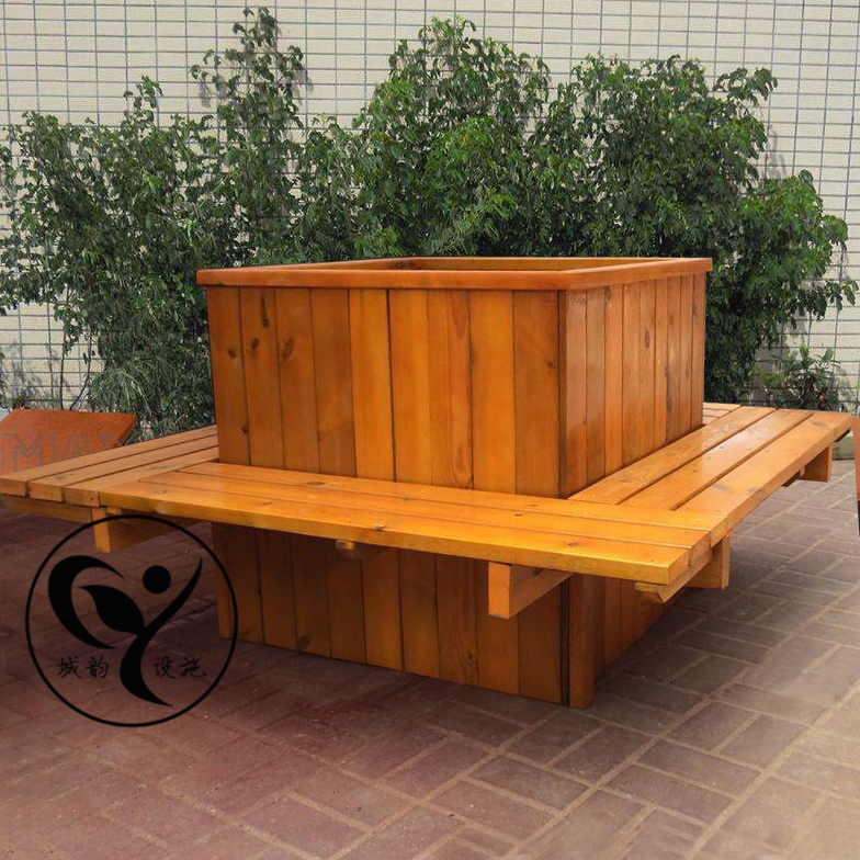 泰安碳化木花箱 木质花池 回归自然简约花箱