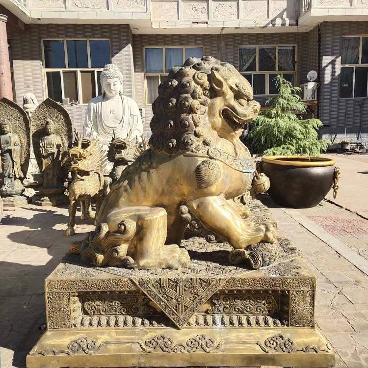 仿古建筑大门守护神兽石狮雕塑 厂家定制尺寸动物狮子石雕