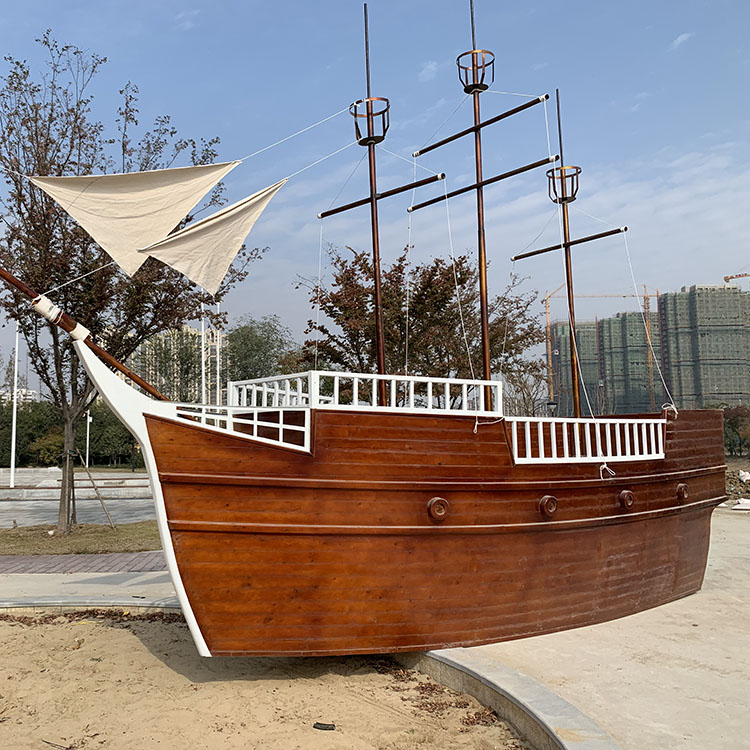 8米景观装饰广告船木质海盗帆船定做