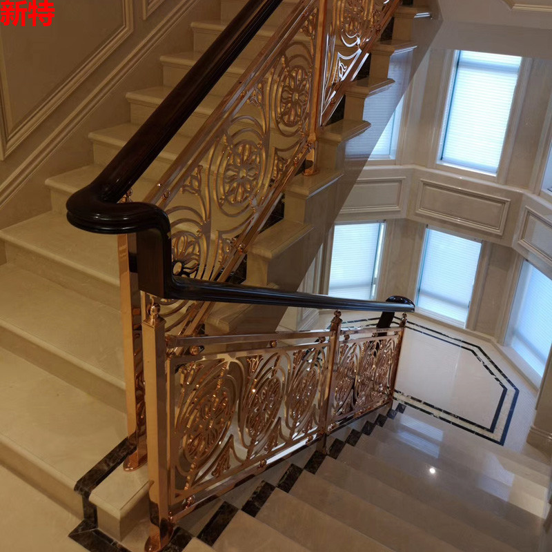渭南铜雕刻楼梯 纯铜楼梯栏杆精美造型