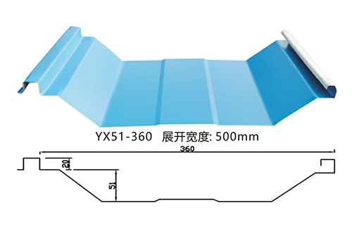 腾威供应YX51-360型屋面板-可压彩钢不锈钢铝合金等金属材质
