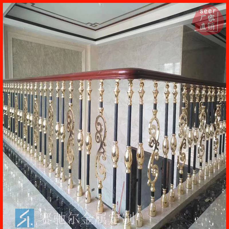 浙江别墅轻奢浮雕金属护栏设计定做 自建房中式不锈钢焊接楼梯扶手厂家安装