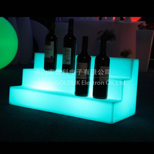 瓴科创意LED楼梯型红酒摆放架台阶型酒瓶发光架