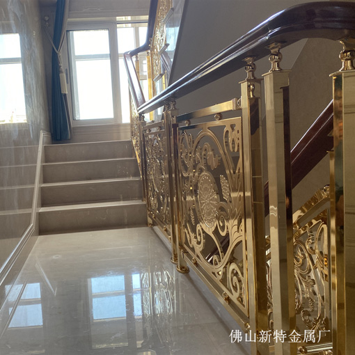 丰城市铜雕刻楼梯扶手 室内镀金扶手相互衬托更美