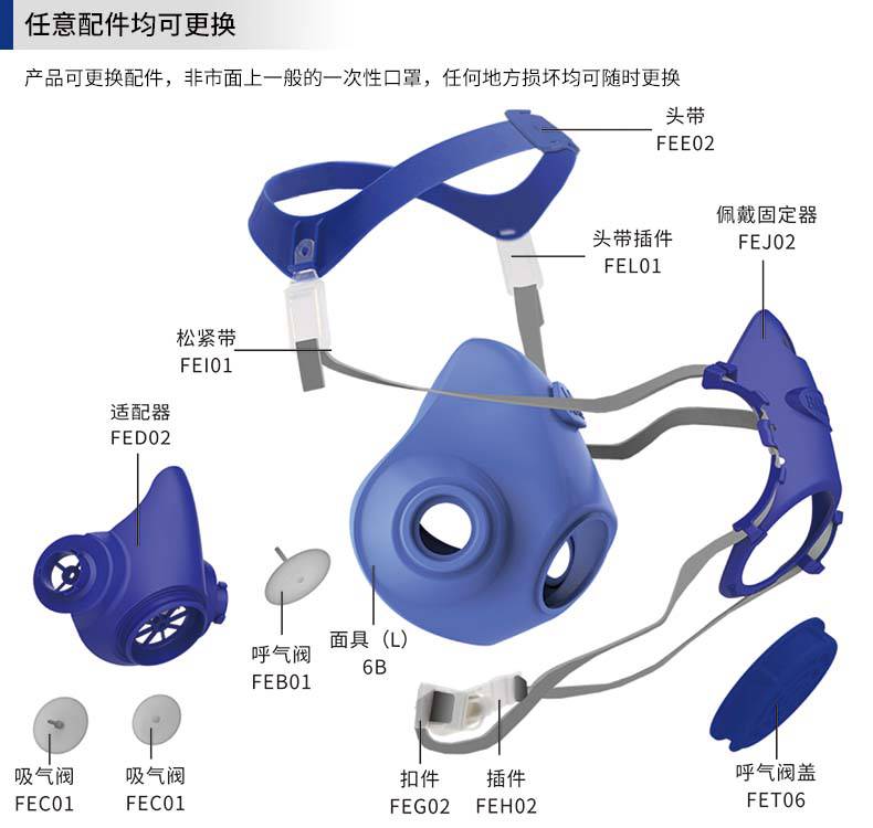 百安达 FF2105 源头厂家供货 KN100+A 呼吸防尘半面罩 硅胶防护面具 **气体防尘面具