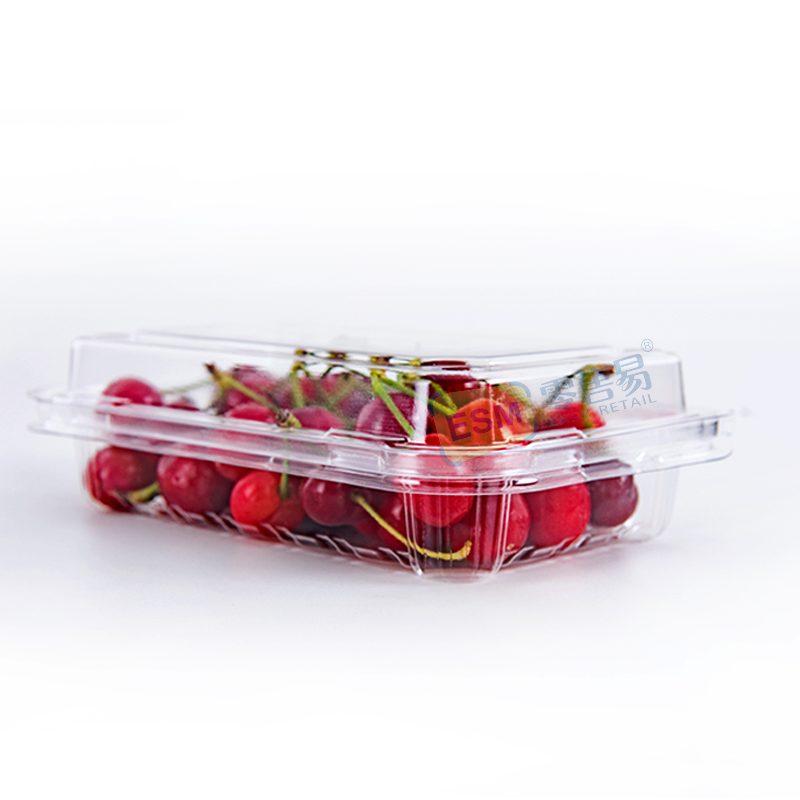 英光吸塑包装厂零售易供应中国台湾进口食品级PET材料一次性300克小果径蓝莓车厘子水果对折吸塑包装盒