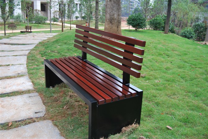 户外钢木公园椅 广场休闲椅户外桌椅厂家现货可定制