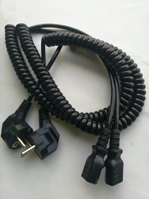 两相国标欧标电源线螺旋型弹簧电缆