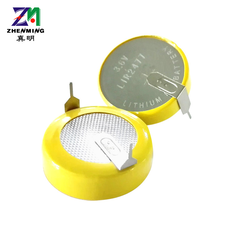 真明ZM纽扣电池LIR2477锂离子扣式充电电池加焊脚