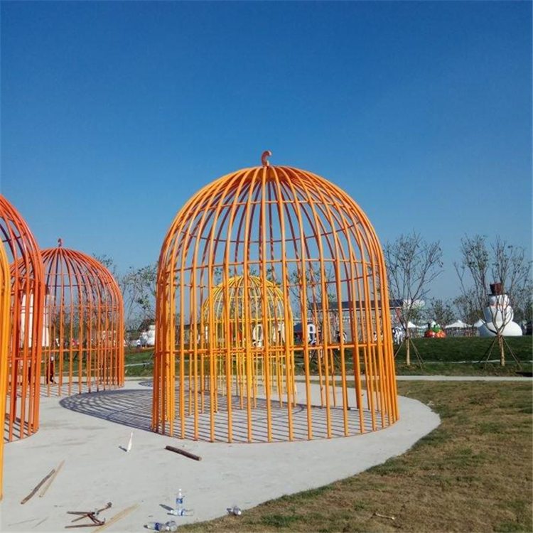 镂空鸟笼雕塑厂家-大型鸟笼雕塑素材-景观鸟笼雕塑公司