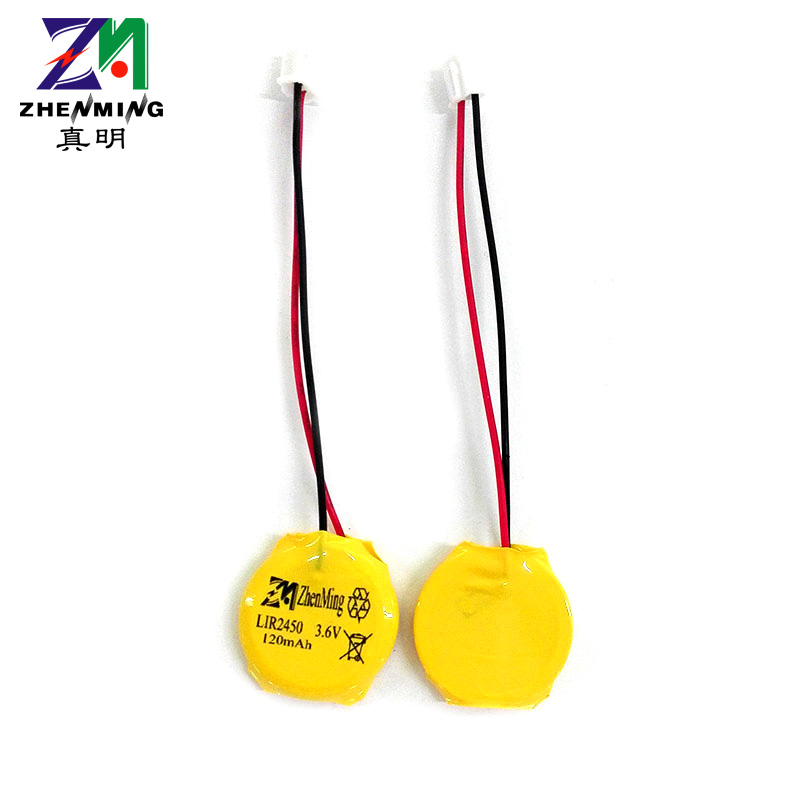 真明ZM出线式锂离子纽扣电池lir2450充电纽扣电池