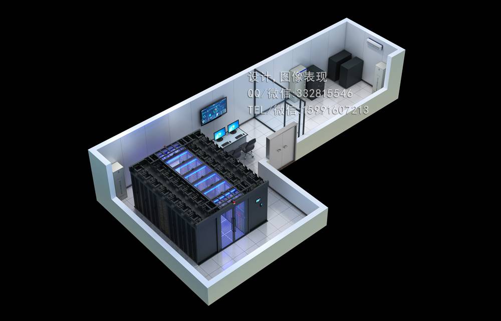 广州数据机房|UPS设备间|服务器机房效果图制作