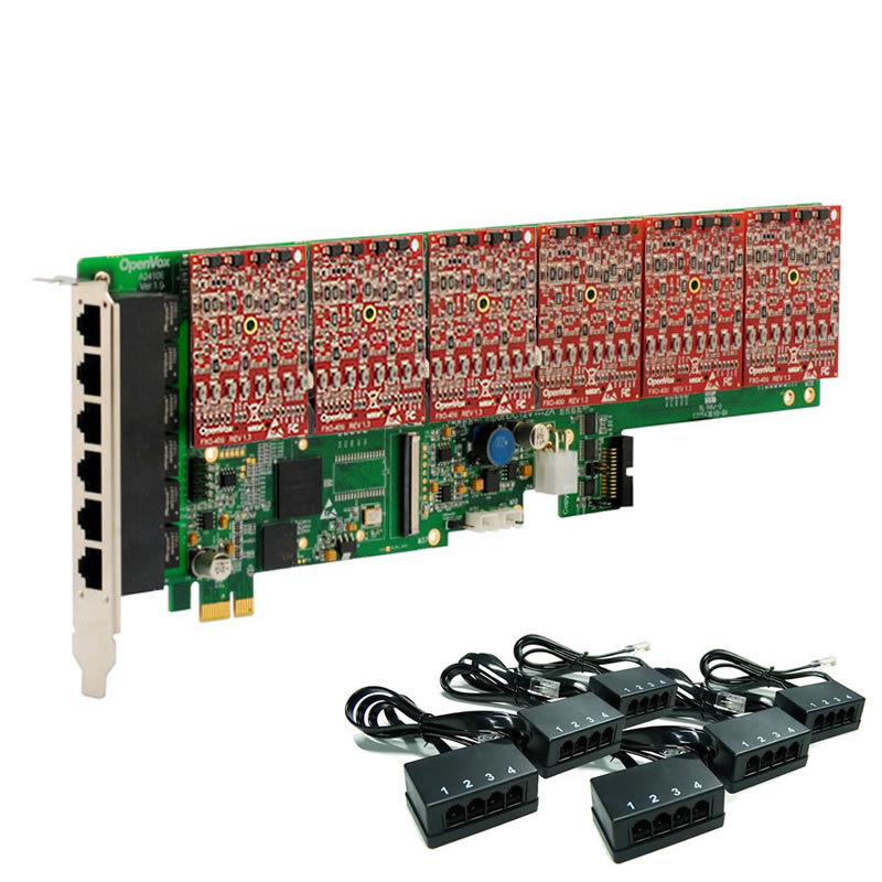 A2410E 语音板卡PCI-E接口模拟卡FXO400模块电话卡24外线