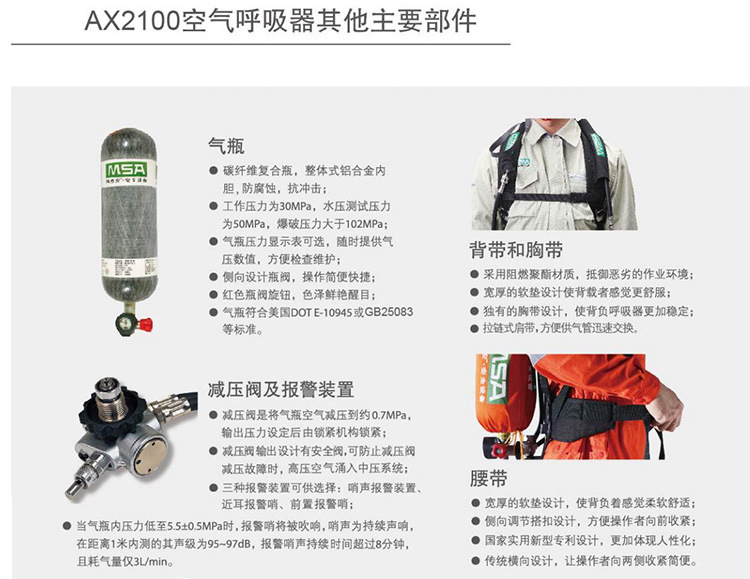 云南煤矿缺氧环境空呼MSAAX2100气瓶充气