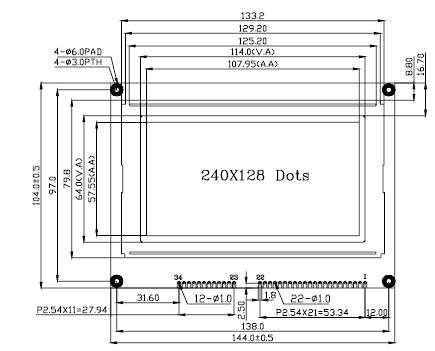 4.8寸T6963C控制器240128分辨率的液晶模块