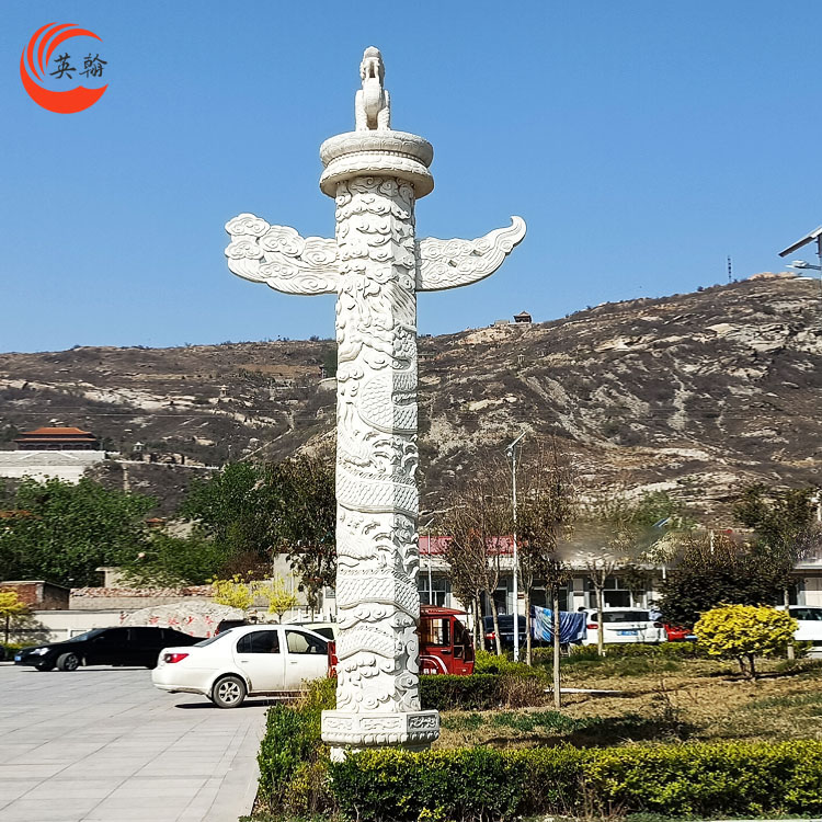 石龙柱 花岗岩浮雕龙柱 石雕盘龙柱价格 寺庙大殿青石龙柱 广场华表柱摆件