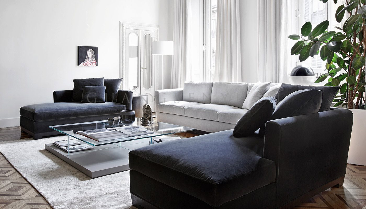 北欧实木棉麻沙发现代简约真皮沙发三人位客厅组合沙发家具定制