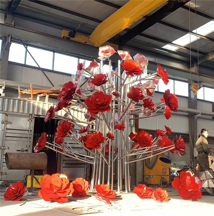 不锈钢抽象花朵雕塑 镂空花雕塑 生产厂家