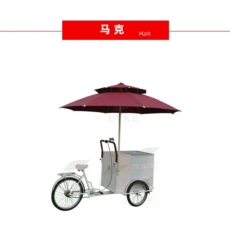 厂家直供带雨伞 人力三轮车 果汁三轮车轻餐饮商业三轮零售花车