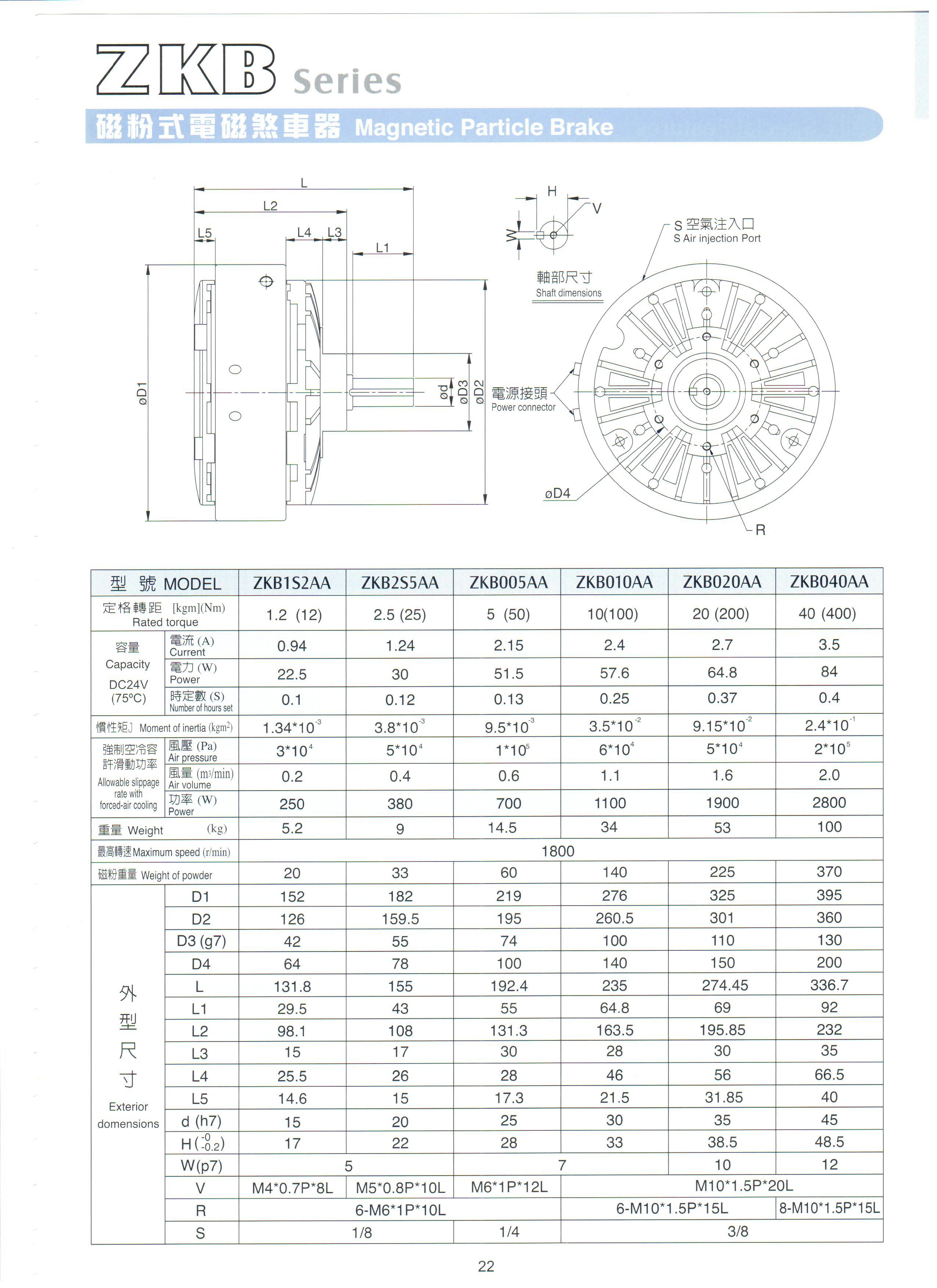 中国台湾仟岱磁粉制动器ZKX0S3AA