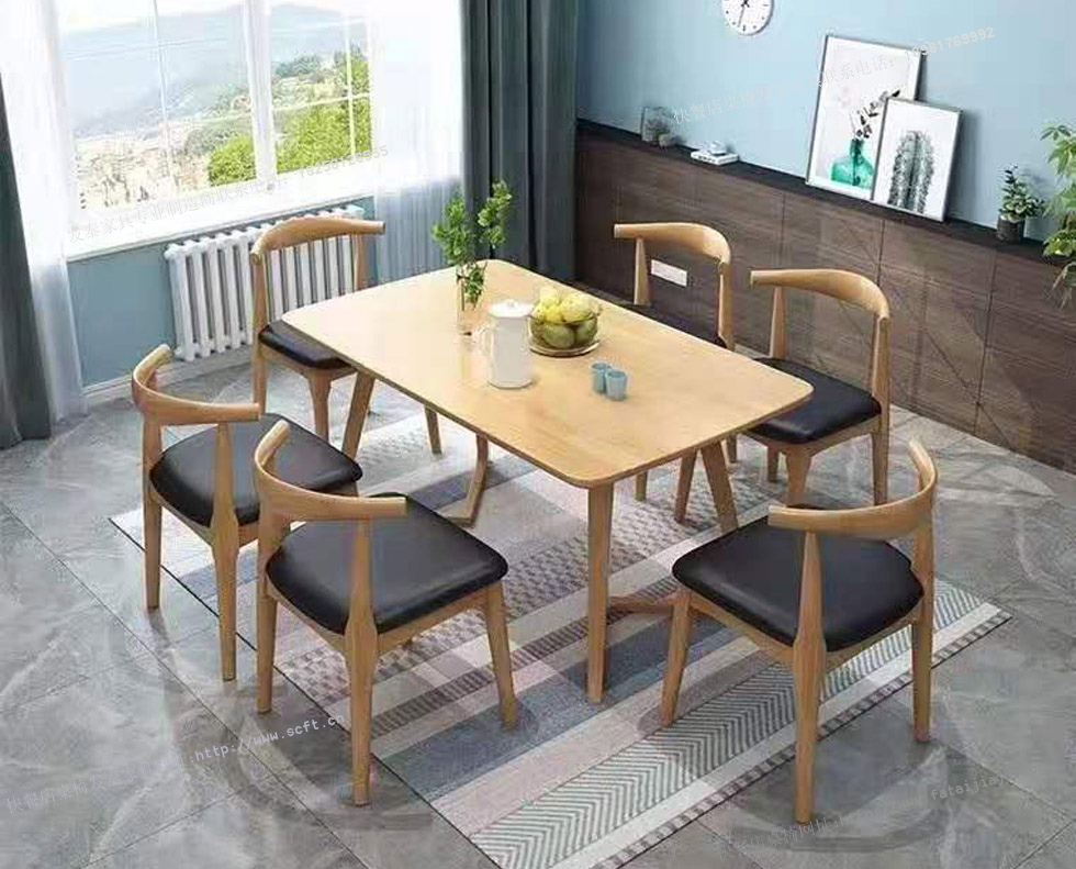 餐桌椅实木餐桌椅中式快餐店桌椅餐厅餐桌椅ftsmczy-001