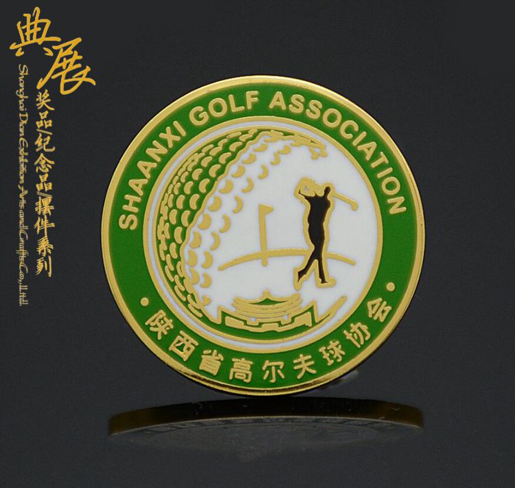 高尔夫协会会徽，大学校徽制作厂家，电镀珐琅工艺