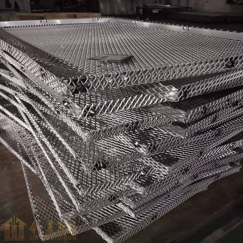 河南门头外墙氟碳灰色铝合金拉网板 规格定制 安装幕墙门头镂空拉网板