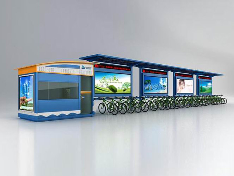 徐州公共自行车亭棚定制 不锈钢橱窗宣传栏 飞通广告制品